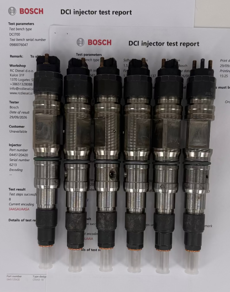 0445120420, 51101006191, 0986435660 BOSCH injector REMAN (SET x 6 pcs) for π NEOPLAN, π MAN. Order info@rcdiesel.eu / +386 51 328088.