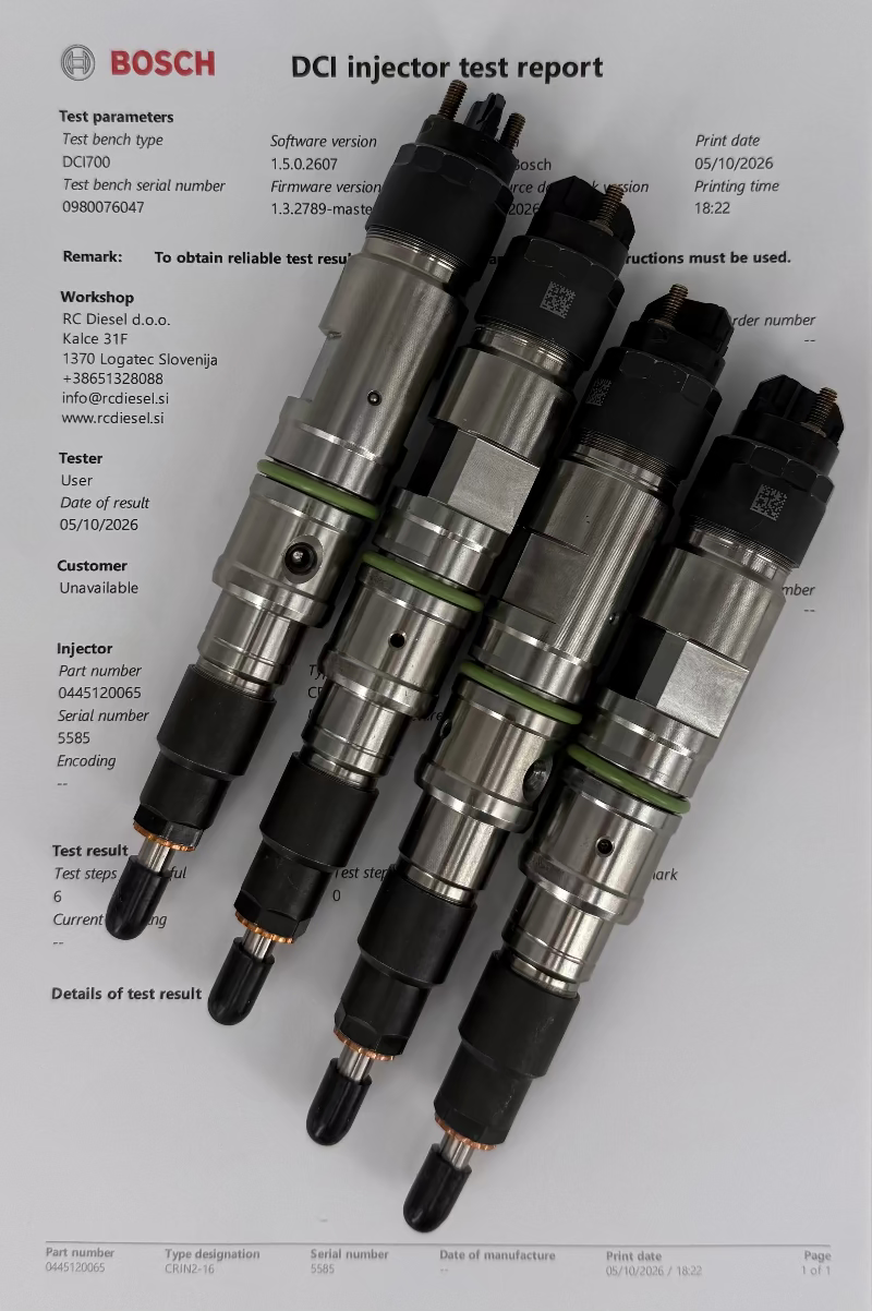 0445120065, 0986435559 BOSCH injector (SET x 4 pcs) REMAN. Order info@rcdiesel.eu/ +386 51 328088.