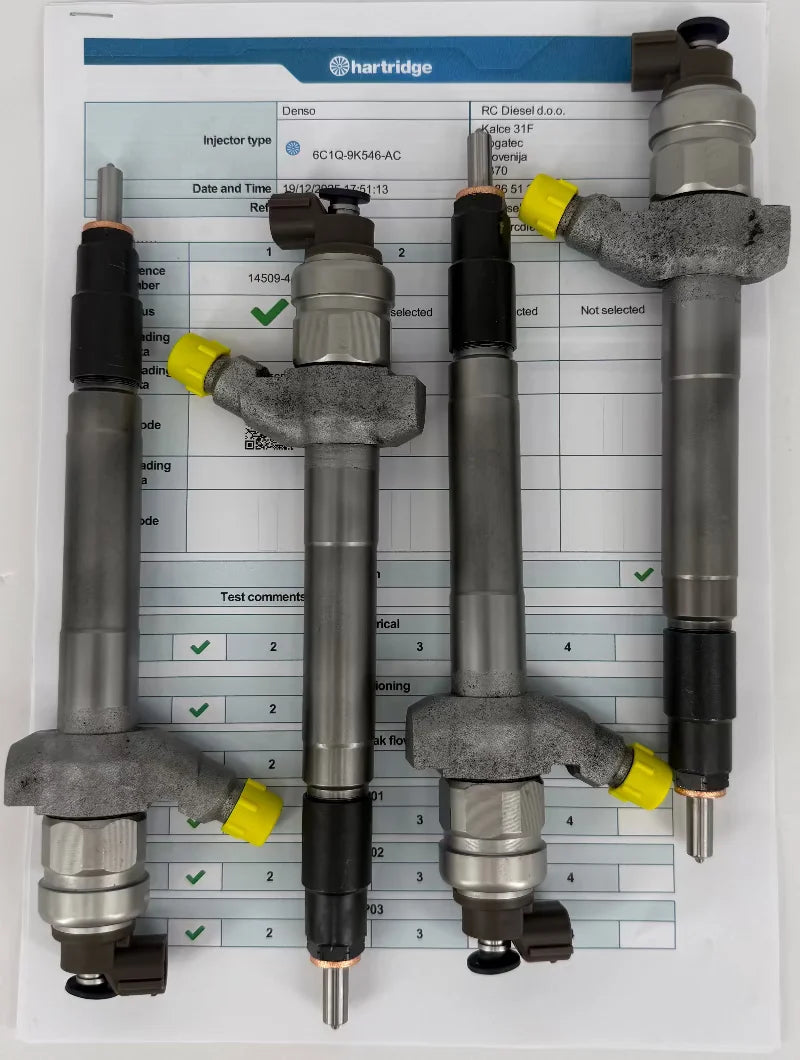 DCRI105800, 6C1Q9K546-AC, 6C1Q9K546-AB, 6X1Q9K546-AC, 0950005801, 095000-580, 1980J7, 71724128, 71794621 DENSO injector (SET x 4 pcs) REMAN for Ford. Order info@rcdiesel.eu/ +386 51 328088.&nbsp;