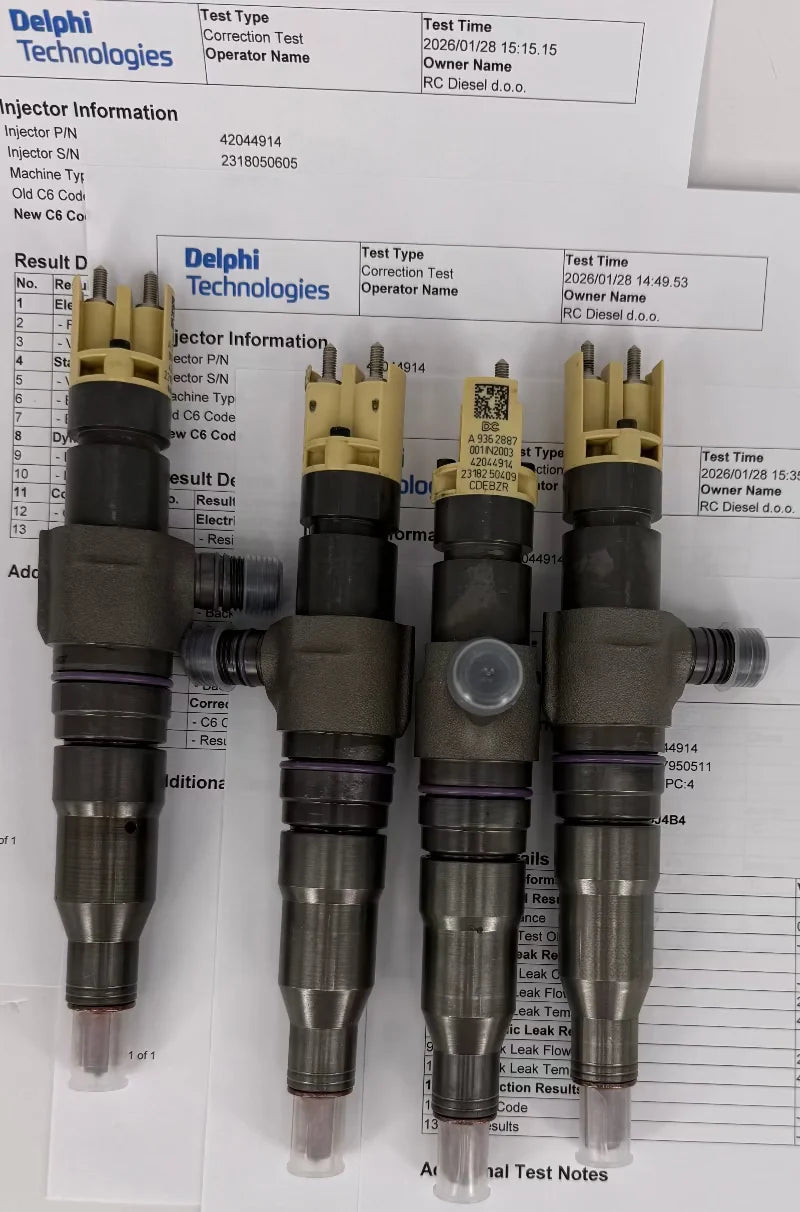 A9362887, 42044914, BEBJ1C01002, BEBJ1C01001 DELPHI injector REMAN&nbsp; set x 4 pcs for MERCEDES EURO 6. Order info@rcdiesel.eu/ +386 51328088.
