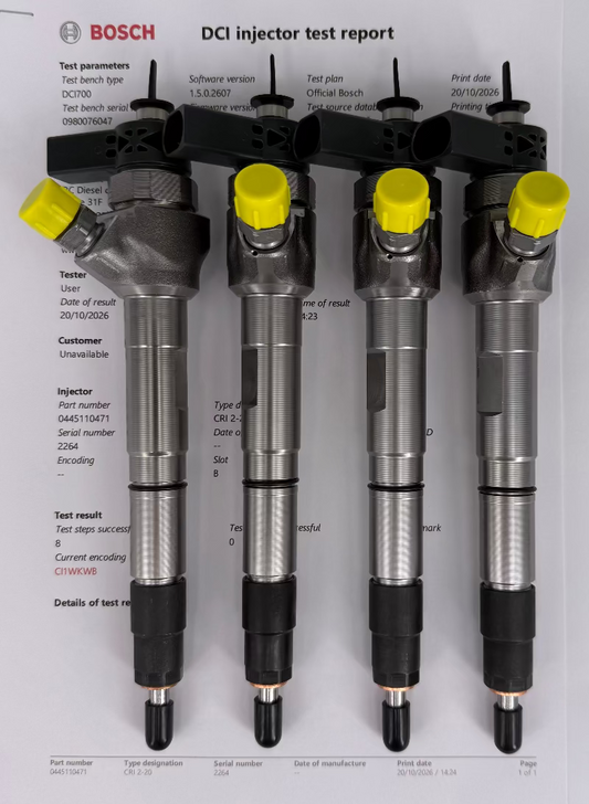 0445110470, 0445110471, 04L130277AE, 04L130277K, 0986435257 BOSCH injector REMAN SET x 4 pcs 🚘 AUDI, SEAT, SKODA.