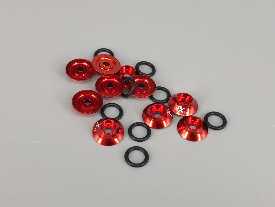 Red Cap Bolt Alloy Washers with O rings M3