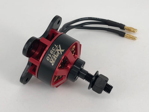 Xpwr T3910 Motor Specifications Weight: 166 grams  KV: 820 Pole: 18 Recommended prop: 15 x 7 or 14 x 8 beechwood - ELECTRIC PROPS ONLY Maximum temperature (on outside of motor): 80C